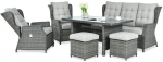 Lauko baldų komplektas BALTIMORE DINING + su pufais, Dark Grey