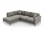 Kairinė kampinė velvet sofa Venus, 5 sėdimos vietos, &scaron;viesiai pilka