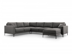 Panoraminė kairioji kampinė velvet sofa Venus, 6 sėdimos vietos, pilka