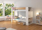 Dviauk&scaron;tė lova Adrk Furniture Garet, 90x200 cm, balta/ruda
