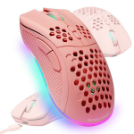 BELAIDĖ PELĖ HIBRIDINĖ RGB 4800 ROŽINĖ KOMPIUTERIO PELĖ ŽAIDĖJAMS