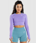 Palaidinė moterims Gymshark Vital Seamless crop top, violetinė, S