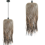 Pakabinamas &scaron;viestuvas Boho, natūrali juoda bambuko žolė, pintas