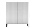 TV komoda Meble Lindner 112 cm baltas matinis, metalinis rėmas
