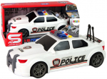 Policijos sportinis automobilis su garsais Lean Toys, baltas