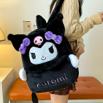 Kuromi ir My Melody pliu&scaron;inės kuprinės - poliesteris, didelės talpos., Juoda