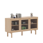 Indauja Home4you HANSEN 140x40xH75cm, melamino ąžuolo apdaila, su kojelėmis ir vieta daiktams laikyti