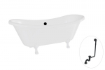 Vonia Besco Amelia 190, White+White, su sifonu su persipylimu Klik-klak Black