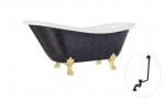 Vonia Besco Otylia Glam 160, Graphite+Gold, su sifonu su persipylimu Klik-klak Black