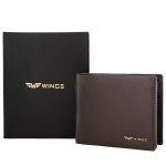 &bdquo;WINGS&ldquo; vyri&scaron;kas rudos spalvos odinis portfelis su RFID apsauga ir papildoma atlenkiama dalimi kortelėms, 13x10 cm prakti&scaron;ka dovana
