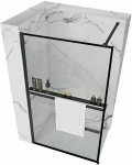Walk-in du&scaron;o sienelė Rea Bler Evo su lentynėle/kabykla, Black, 120 cm