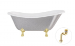 Vonia Besco Otylia Glam 160, Silver+Gold, su sifonu Klik-klak Gold