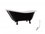 Vonia Besco Otylia B&W 160, Black/White+Black, su sifonu su persipylimu Klik-klak Chrome