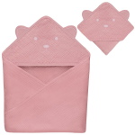 Vaiki&scaron;kas muslino rank&scaron;luostis su gobtuvu Lionelo Muslin Hooded Towel Pink Baby
