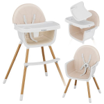 Tulano Morsel beige maitinimo kėdutė 2in1 &ndash; reguliuojamas padėklas, bė&scaron;inė