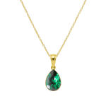 Sidabrinis kaklo papuo&scaron;alas moterims Diamond Sky "Crystal Drop (Emerald)" su Preciosa kristalais