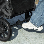 &Scaron;unų vežimėlis, sulankstomas &scaron;unų vežimėlis dideliems &scaron;unims, naminių gyvūnėlių vežimėlis su 4 ratukais, apsauginiais pavadėliais, stabdžiais, pilkas