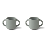 Silikoniniai mink&scaron;ti saugūs vaikų puodeliai Liewood Silicone Cup Rabbit / Dove Blue LW14155, be BPA, 2 vnt.