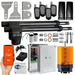 Dvigubų varstomų vartų mechanizmo rinkinys 2x4 m 1000 kg + 4 nuotolinio valdymo pultai + LED lempa + WIFI