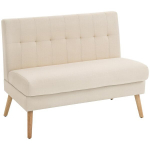 2-vietė sofa, ku&scaron;ėta atlo&scaron;imo dalis, medinės kojos, storas pamink&scaron;tinimas, lino i&scaron;vaizda, skirta mažoms patalpoms, smėlio spalvos