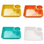 Kumpių lėk&scaron;tės su padažo skyriumi, plastikas, 4 spalvos, 4 vnt