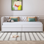 Sofa-lova, 90 x 200 cm, smėlio spalvos, aksomas