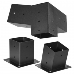 Pergolos laikiklių rinkinys, 3 krypčių įstrižas, skirtas 92x92 mm medienai, juodas, plienas