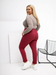 Dresinės kelnės moterims plus size bordo spalvos