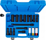 Smūginiai lizdai 1/2", 10-24 mm, 18 vnt., 6-kampiai, ilgi