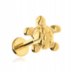 Titano labret auskaras su vėžliuku, auksinis 1,2/6 mm