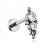 Titaninis labret su baltu cirkoniu, 1.2/6 mm