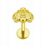 Titano labret auskaras helix su bičių motyvu, 1.2/6 mm