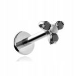Titano labret auskaras su trimis juodais cirkoniais
