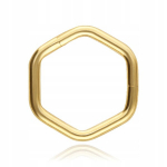 Auksinis titano clicker auskaras su &scaron;e&scaron;iakampiu, 1.2/8 mm