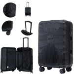Vidutinio dydžio lagaminas Wings Jackdaw M, 24", 63 l, TSA spyna, 360&deg; dvigubi ratukai, perdirbtas polikarbonatas, Medium suitcase