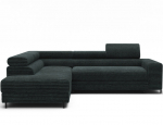 L formos kampinė sofa &bdquo;Colesio&ldquo;, modernus dizainas, juodas audinys, miegamoji funkcija