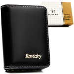 Maža moteri&scaron;ka natūralios odos piniginė su RFID apsauga, juoda &ndash; Rovicky