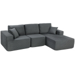 Kampinė miegamoji sofa, modulinė L formos, 267x168x85 cm, tamsiai pilka, kordo audinys