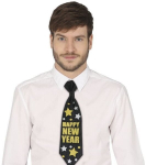 Juodas "happy New Year" kaklarai&scaron;tis su auksinėmis žvaigždutėmis, 38 cm