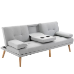 Sofa-lova 3 vietų, patogi, lininė, &scaron;viesiai pilka, 181x77x72 cm