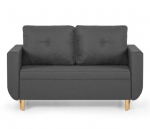 Dviejų vietų sofa-lova DORO, &scaron;viesiai pilka, su miegojimo funkcija, patalynės dėže, modernaus dizaino