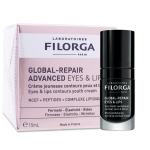 Drėkinamasis kremas odai aplink akis ir lūpas Filorga Global-Repair Advanced Eyes & Lips, 15 ml