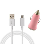 USB laidas ir automobilinis įkroviklis - Phonillico&reg; - Suderinamas su Huawei P7/P8/P9/P10 - 1 metras - Rožinė - 1A