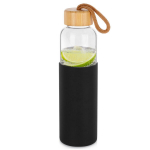 Stiklinis vandens buteliukas su silikoniniu dangteliu 500 ml juodas 24 cm Orion