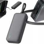 Atsarginis maitinimo &scaron;altinis ("Power Bank") Cuktech LPB200N &ndash; 20000 mAh 40W powerbankas su integruotu USB‑C kabeliu (pilka)