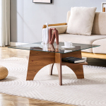 Kvadratinis staliukas, saugus stiklas, 80cm, MDF, 120kg, 1 vnt