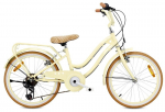20 colių vaiki&scaron;kas dviratis mergaitei Shimano 6 pavaros 5&ndash;8 metų, bagažinė, atraminė kojelė, Retro Heart Bike, sviesto geltona
