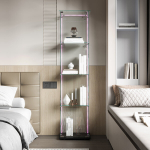 LED stiklinė vitrina, moderni daiktadėžė su 4 lentynomis, viengubos durys kolekcinėms figūrėlėms, žaislams, vynui, 163x39,8x35cm, juoda