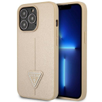 Guess GUHCP14XPSATLE iPhone 14 Pro Max 6.7 Smėlio spalvos / Smėlio spalvos deklas SaffianoTriangle Logo