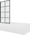 Vonia Mexen Vega su apdaila ir stiklo sienele, 160x70 cm + 80 cm, white+I/swing/black grid
